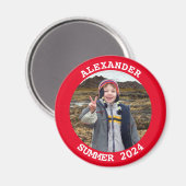 Personalisiertes Round Family Foto hell rot Magnet (Vorderseite/Rückseite)