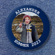 Personalisiertes Round Family Foto Navy Blue