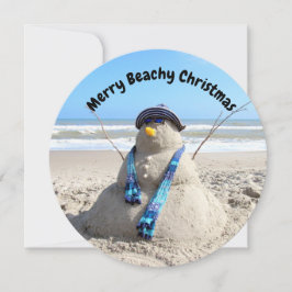 Personalisiertes Round Florida Snowman Beach Weihn Feiertagskarte