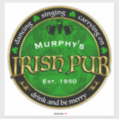 Personalisiertes Round Irish Pub Logo Aufkleber (Blatt)