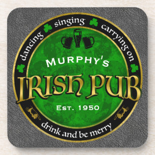 Personalisiertes, Round Irish Pub Logo Getränkeuntersetzer