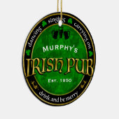Personalisiertes Round Irish Pub Logo Keramik Ornament (Rechts)