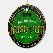 Personalisiertes Round Irish Pub Logo Keramik Ornament (Links)