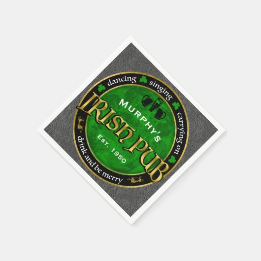 Personalisiertes Round Irish Pub Logo Serviette (Ecke)