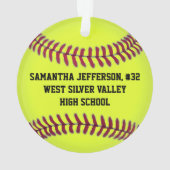 Personalisiertes Round Softball Sports Ornament (Rückseite)