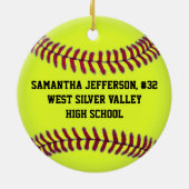Personalisiertes Round Softball Sports Ornament (Hinten)