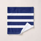 Personalisiertes Royal Blue & White Stripes Muster Badhandtuch Set (Waschlappen)