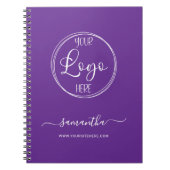 Personalisiertes Royal Lila and White Business Log Notizblock (Vorderseite)