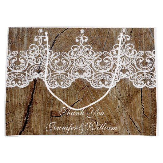Personalisiertes Royal Wedding Rustic Lace Geschen Große Geschenktüte (Vorderseite)