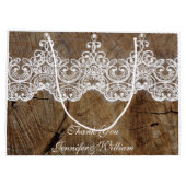 Personalisiertes Royal Wedding Rustic Lace Geschen Große Geschenktüte (Rückseite)