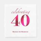 Personalisiertes Ruby 40-jähriges Hochzeitsjubiläu Serviette (Vorderseite)