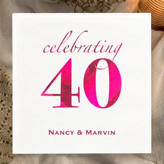 Personalisiertes Ruby 40-jähriges Hochzeitsjubiläu Serviette