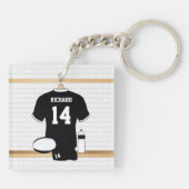 Personalisiertes Rugby Jersey Schwarz und Weiß Schlüsselanhänger (Rückseite)