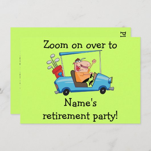 Personalisiertes Ruhestand Party Inlinisation, Gol Einladung (Vorne/Hinten)