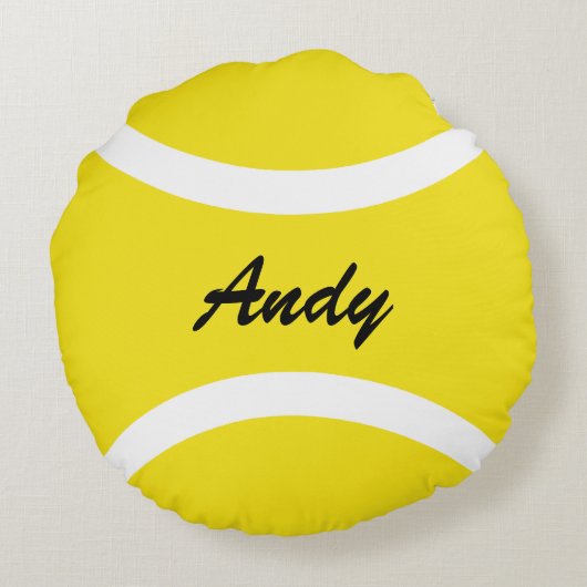 Personalisiertes runder gelber Tennisball Kissen (Rückseite)
