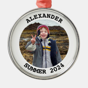 Personalisiertes rundes Familienfoto Ornament Aus Metall