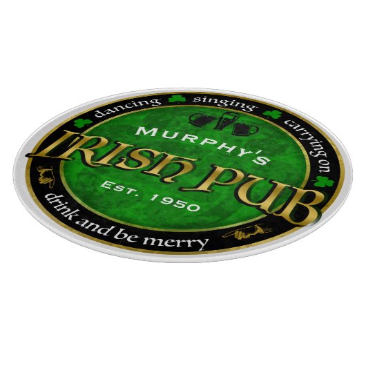 Personalisiertes, rundes irisches Pub-Logo Schneidebrett (Ecke)
