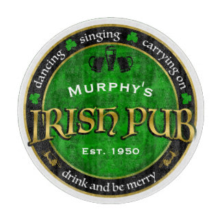 Personalisiertes, rundes irisches Pub-Logo Schneidebrett