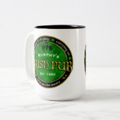 Personalisiertes, rundes irisches Pub-Logo Zweifarbige Tasse (Vorderseite Links)