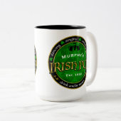 Personalisiertes, rundes irisches Pub-Logo Zweifarbige Tasse (VorderseiteRechts)