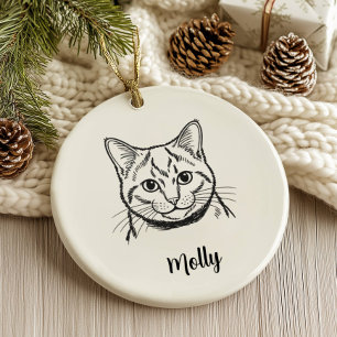 Personalisiertes Russisch Blau Katzen-Weihnachten Keramik Ornament