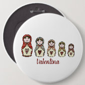 Personalisiertes Russisches Puppe Matryoshka Butto Button (Vorne & Hinten)