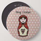 Personalisiertes Russisches Puppe Matryoshka Butto Button (Vorne & Hinten)