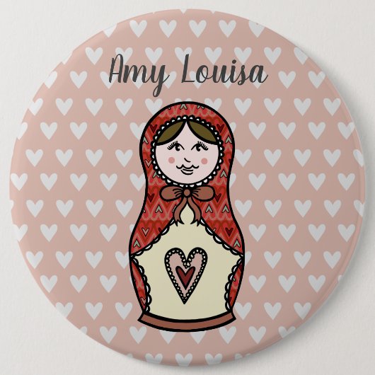 Personalisiertes Russisches Puppe Matryoshka Butto Button (Vorderseite)