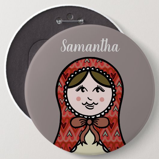 Personalisiertes Russisches Puppe Matryoshka Butto Button (Vorne & Hinten)