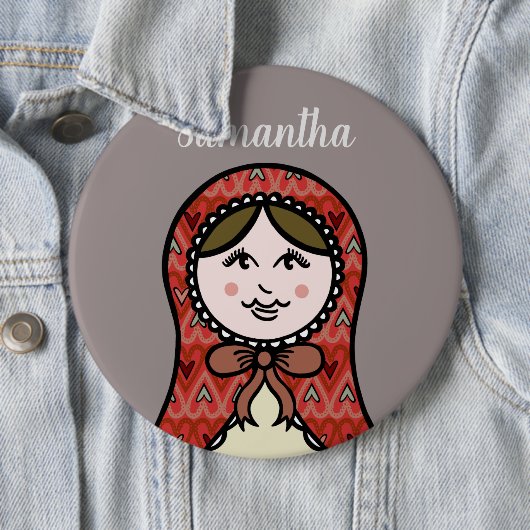 Personalisiertes Russisches Puppe Matryoshka Butto Button (Beispiel)