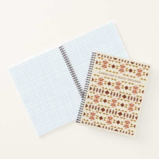 Personalisiertes Rust Brown Quilt Design Graph Pap Notizblock (Innenseite)