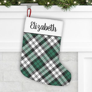 Personalisiertes Rustic Green und Black Tartan Kar Kleiner Weihnachtsstrumpf