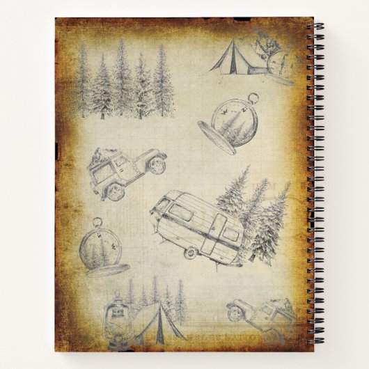 Personalisiertes rustikales Abenteuer-Camping Notizblock (Rückseite)