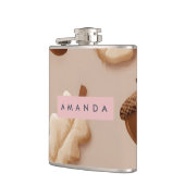 Personalisiertes rustikales Acorn- und Oakenleaf-M Flachmann (Links)