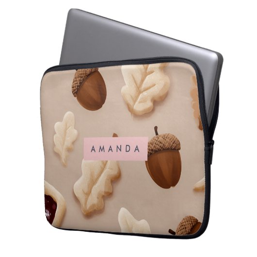 Personalisiertes rustikales Acorn- und Oakenleaf-M Laptopschutzhülle (Vorderseite Links)