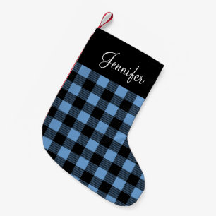 Personalisiertes rustikales Blue Buffalo Kariert Kleiner Weihnachtsstrumpf