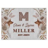 Personalisiertes rustikales Boho Floral Monogram Schneidebrett (Vorderseite)