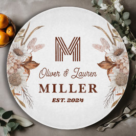 Personalisiertes rustikales Boho Floral Monogram Schneidebrett