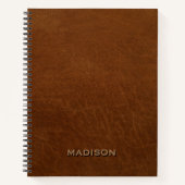 Personalisiertes Rustikales Braunleder Notizblock (Vorderseite)