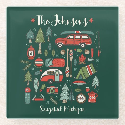 Personalisiertes Rustikales Camping Glasuntersetzer (Vorderseite)