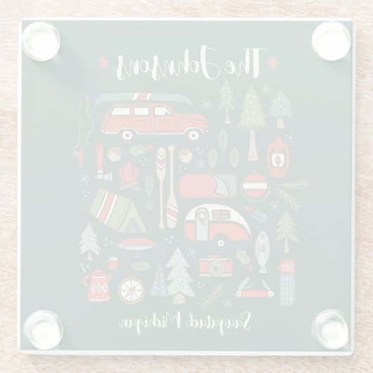 Personalisiertes Rustikales Camping Glasuntersetzer (Rückseite)