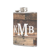 Personalisiertes rustikales Chic Wood Classic Mono Flachmann (Links)