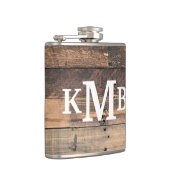 Personalisiertes rustikales Chic Wood Classic Mono Flachmann (Rechts)