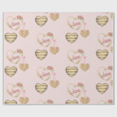 Personalisiertes rustikales Drei-Herzen-Muster Geschenkpapier (Flach)