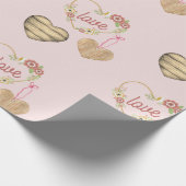 Personalisiertes rustikales Drei-Herzen-Muster Geschenkpapier (Ecke)