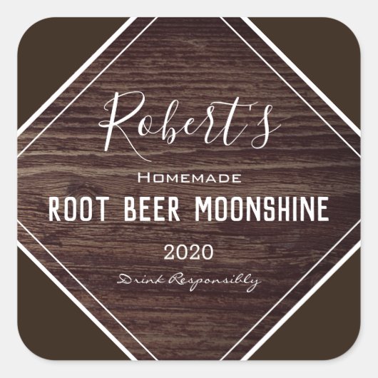 Personalisiertes rustikales Etikett Quadratischer Aufkleber (Vorderseite)