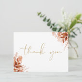 Personalisiertes Rustikales Floral Elegantes Gold Dankeskarte (Stehend Vorderseite)