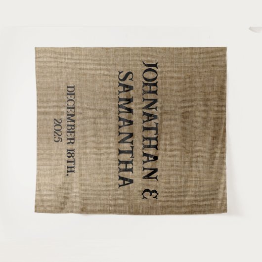 Personalisiertes Rustikales Hochzeitsband Wandteppich (Vorderseite (Horizontal))