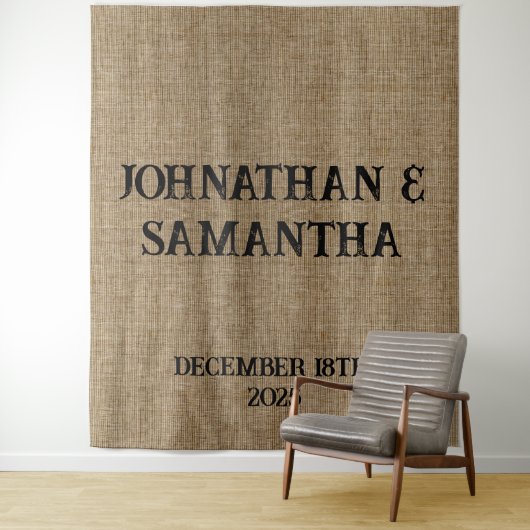 Personalisiertes Rustikales Hochzeitsband Wandteppich (Beispiel)