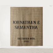 Personalisiertes Rustikales Hochzeitsband Wandteppich (Vorderseite)